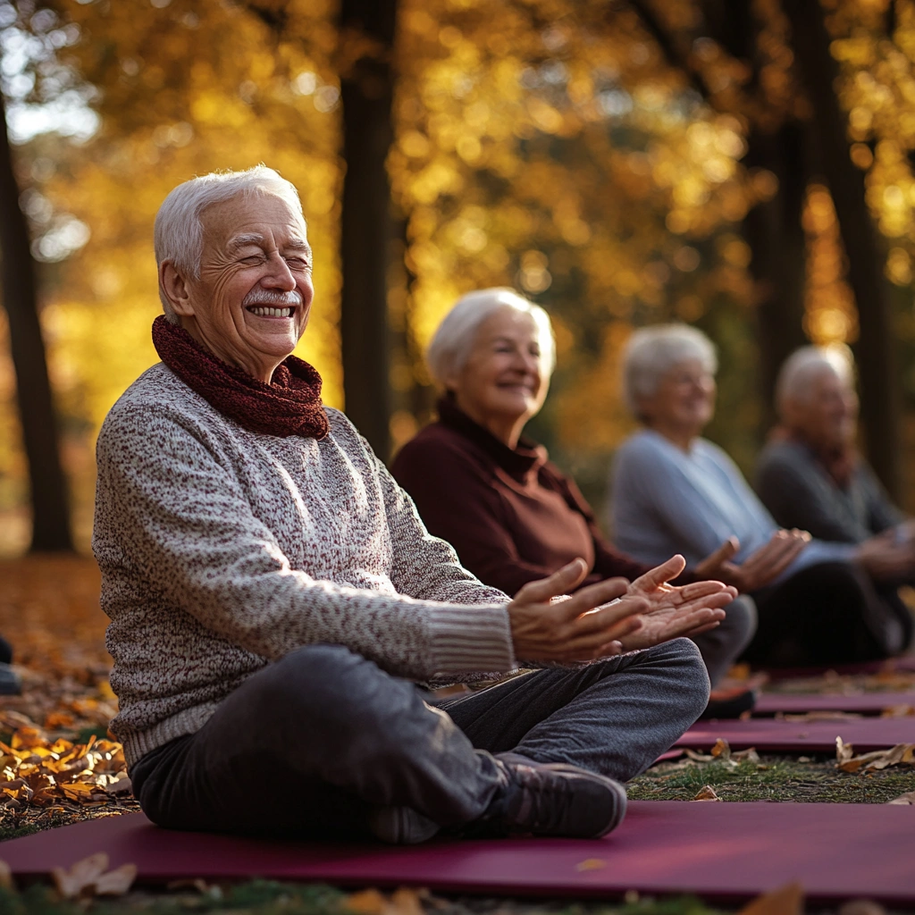 Щаслива група пенсіонерів на тренуванні